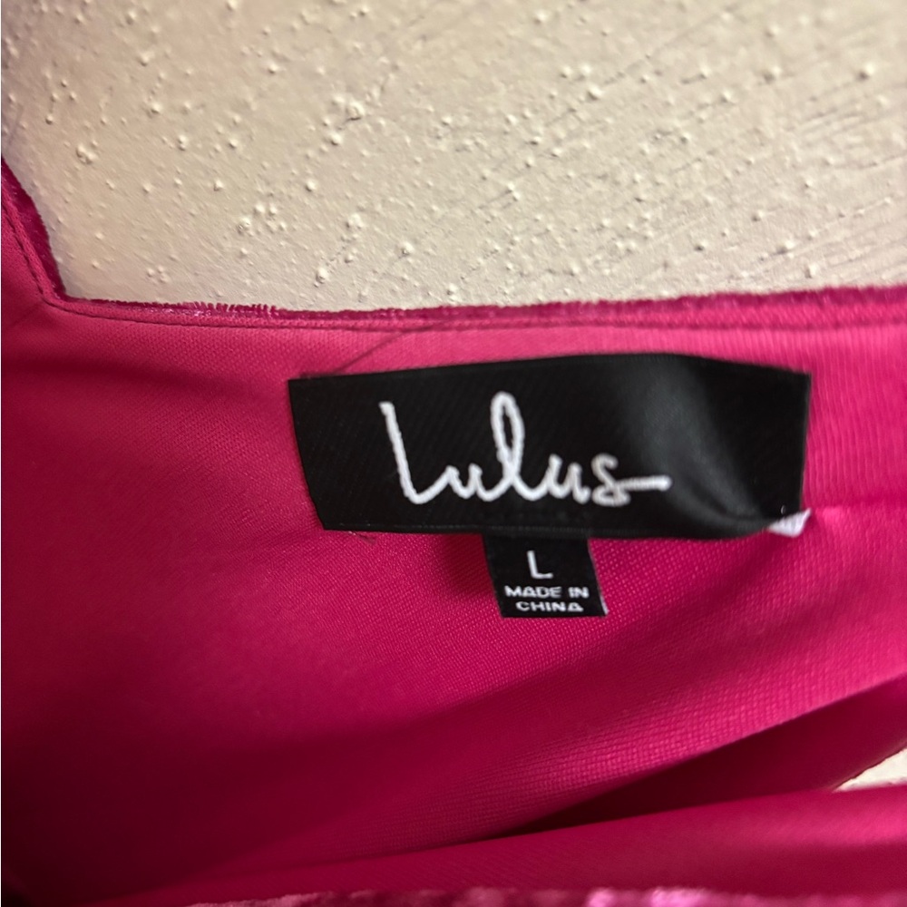 Lulu's Fuchsia Velvet Wrap Dress - Picture 5 of 5